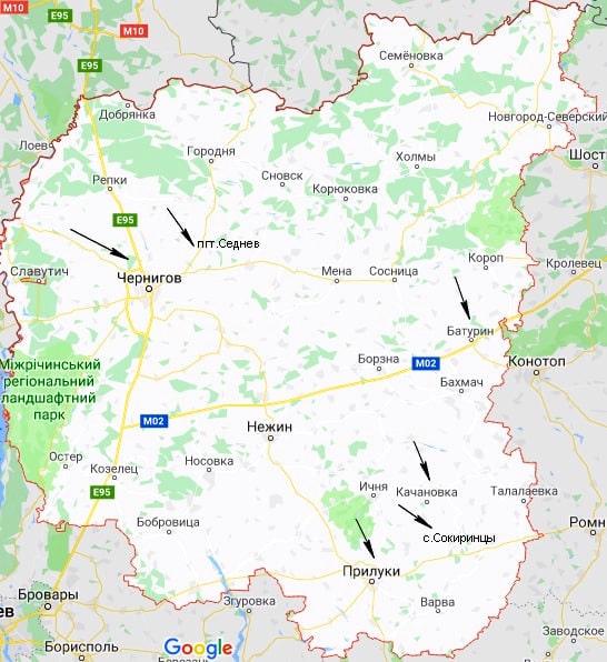 Черниговская область карта