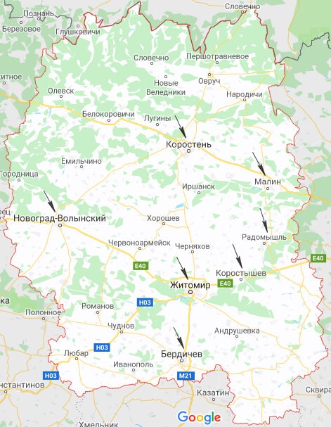 Житомирская область карта